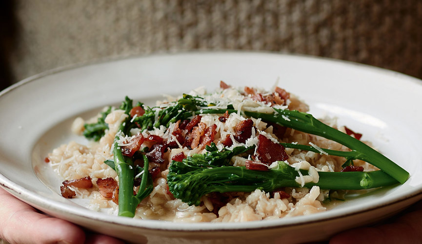 Bacon and broccoli risotto