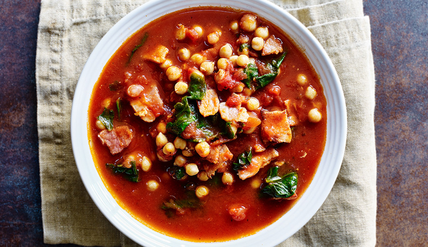 Bacon and chickpea stew