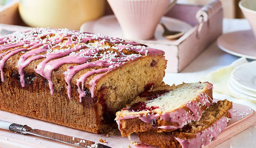 Coconut and raspberry loaf cake