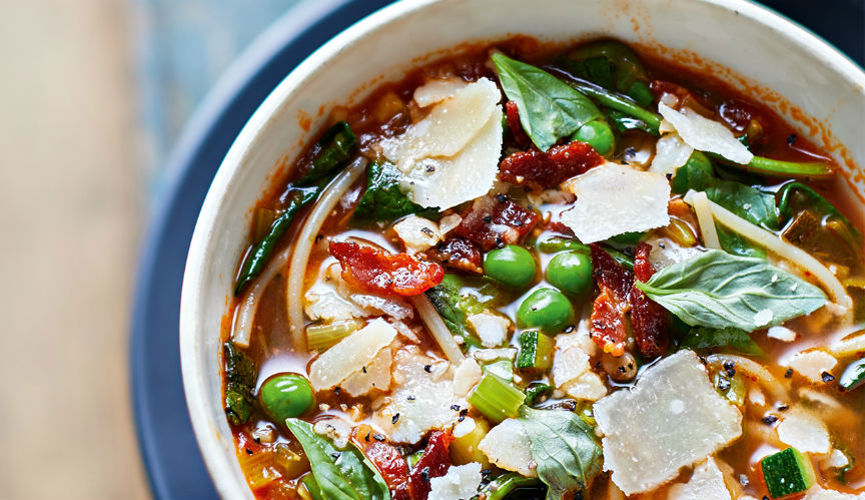 Summer minestrone with bacon