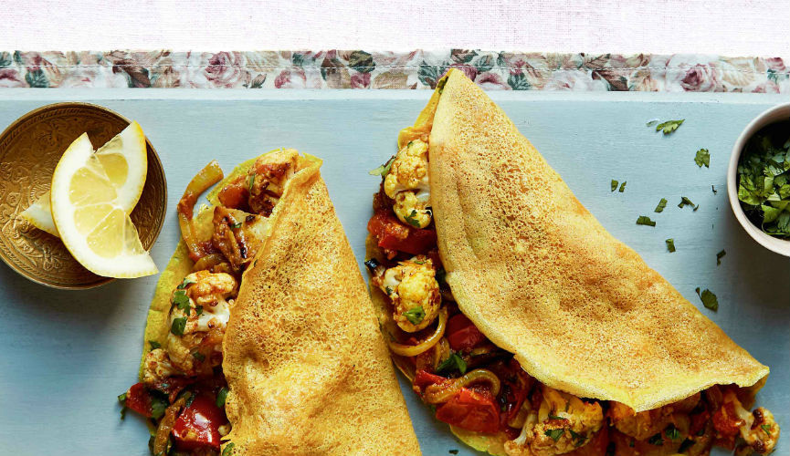 Indian style pancakes with masala veggies