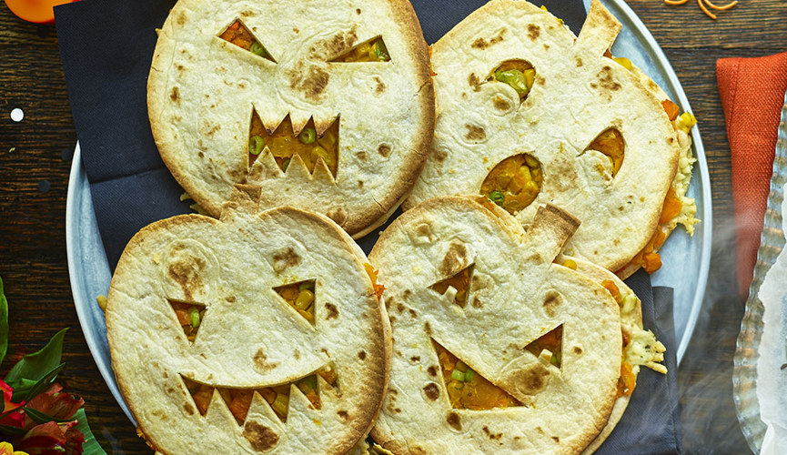 Scary squash quesadillas