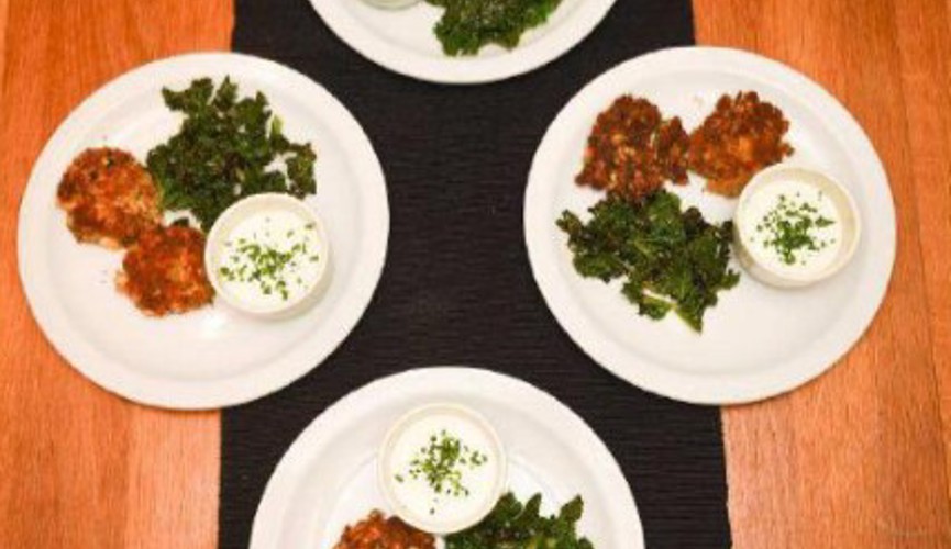 Helmut Fuchs' Crispy egg cutlets with fried kale and garlic yoghourt