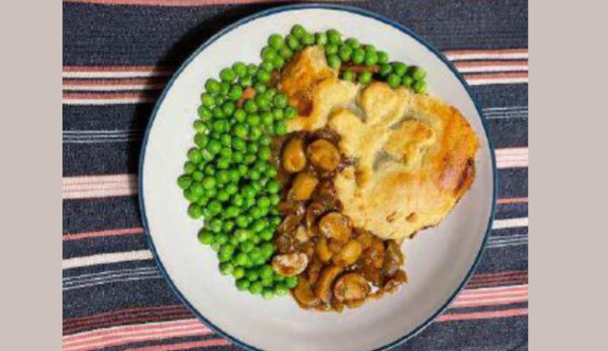 Gill Kay’s Vegan Guinness and mushroom pie and peas