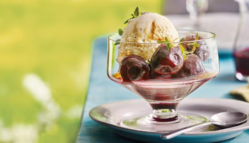 Fairtrade Rosé cherries with ice cream